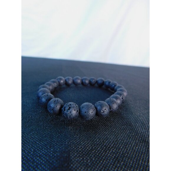 Lava Rock Bead Bracelet Stretch Unisex Calming Energy Natural Stone Jewelry - Picture 6 of 12